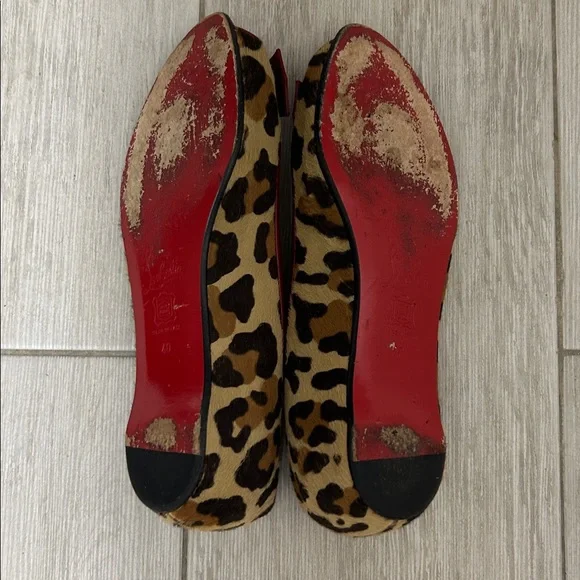 Christian Louboutin Red and Leopard Print Flats    Size 10 - Picture 10 of 13